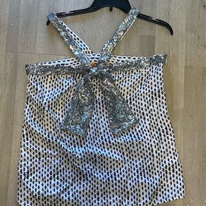 Tory Burch Silver Sequin Top